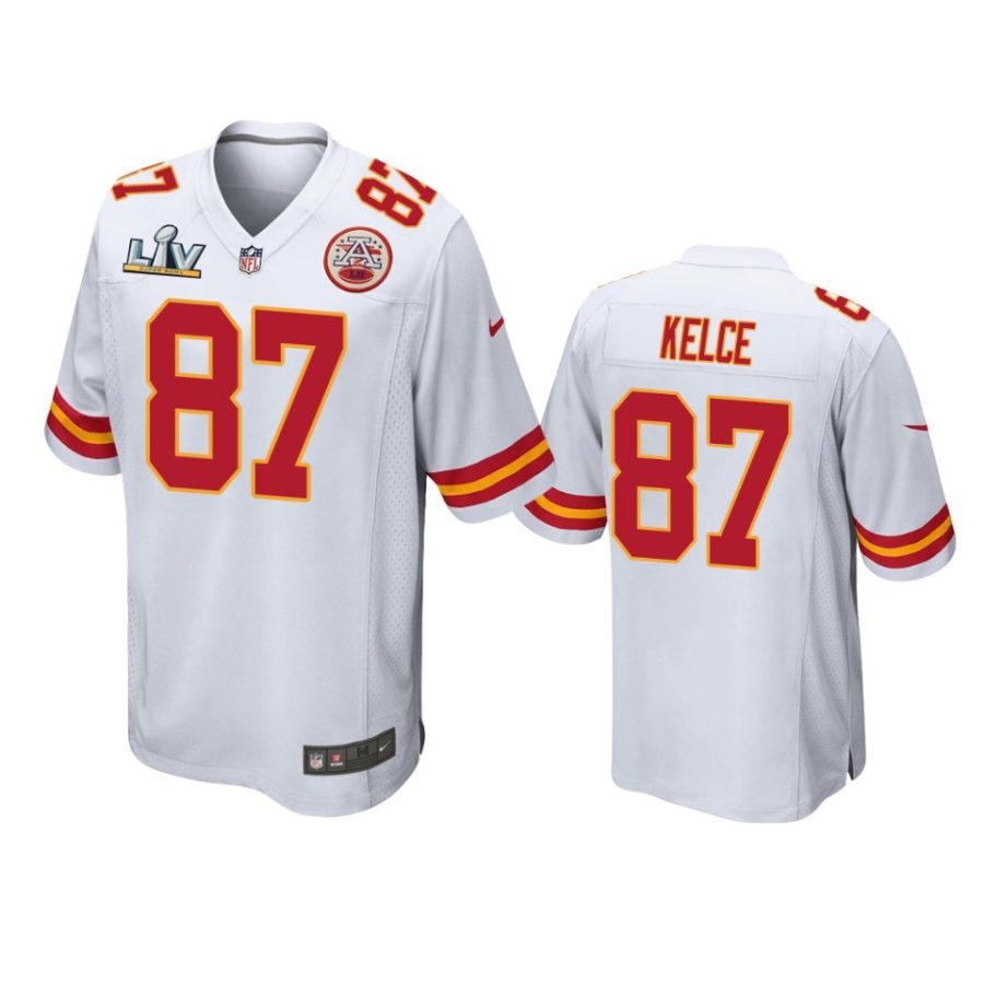 mens chiefs travis kelce white super bowl lv game jersey