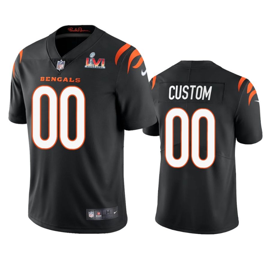 mens cincinnati bengals custom black super bowl lvi limited jersey