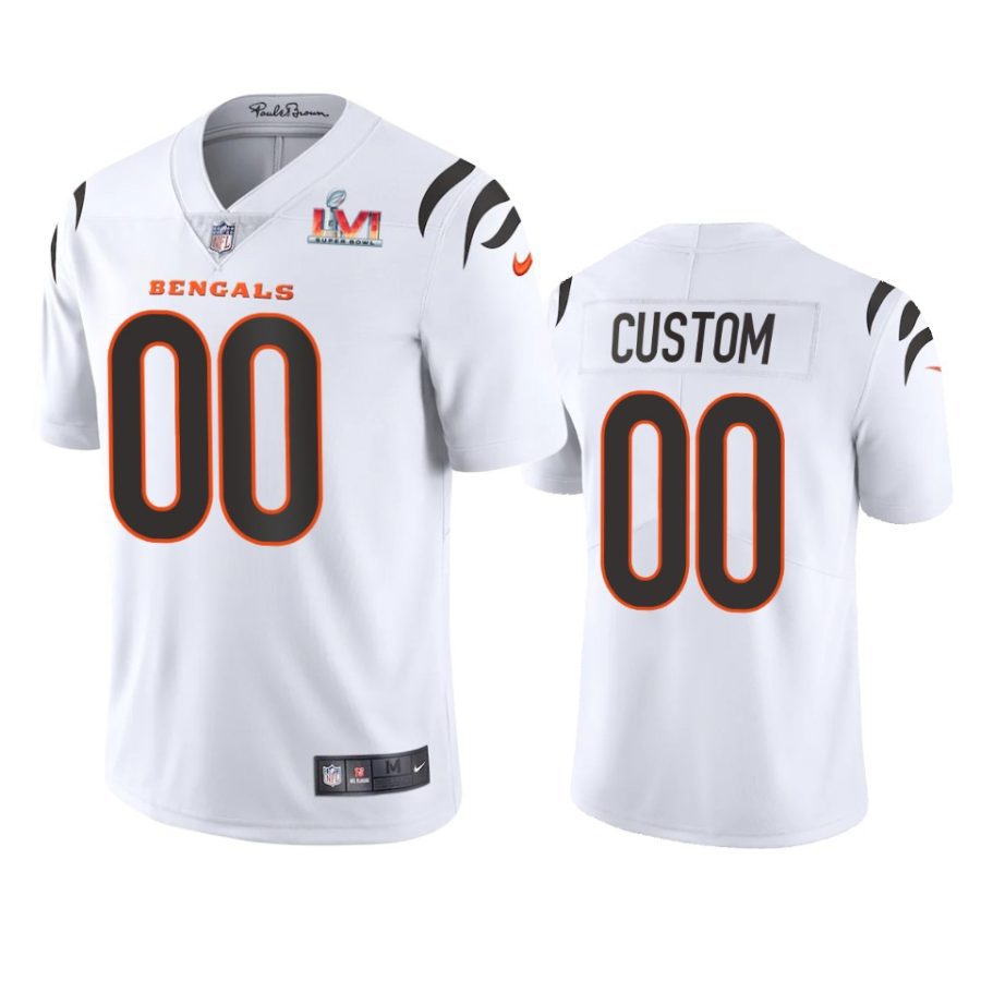 mens cincinnati bengals custom white super bowl lvi limited jersey