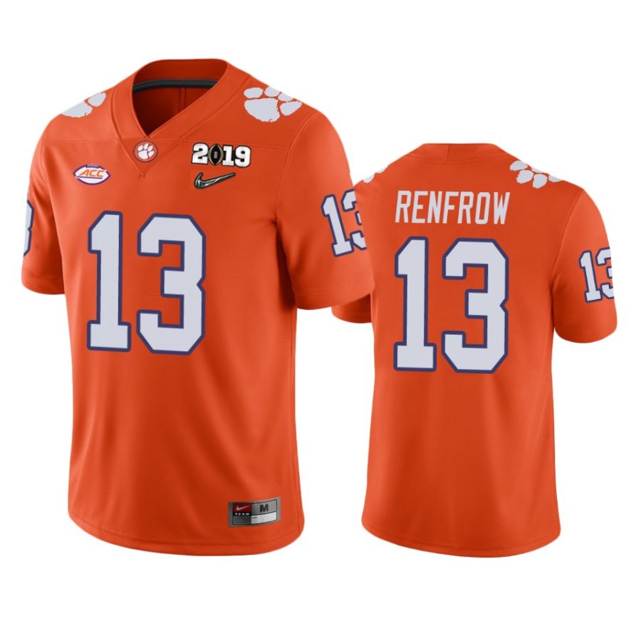 mens clemson tigers hunter renfrow orange 2018 national champions jersey