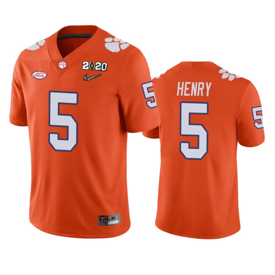 mens clemson tigers k.j. henry orange 2020 national championship jersey