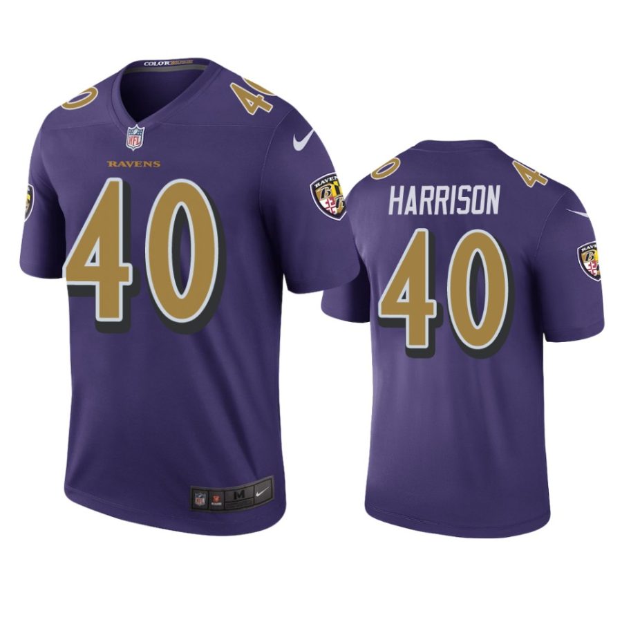 mens color rush legend ravens malik harrison purple jersey