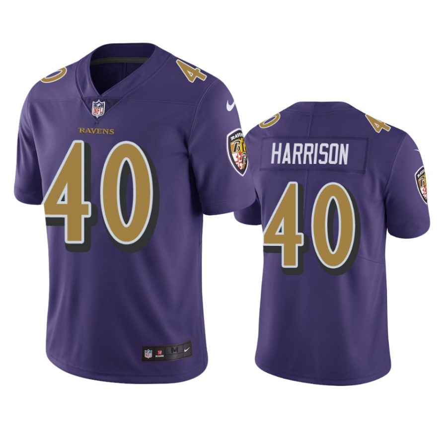 mens color rush limited malik harrison ravens purple jersey