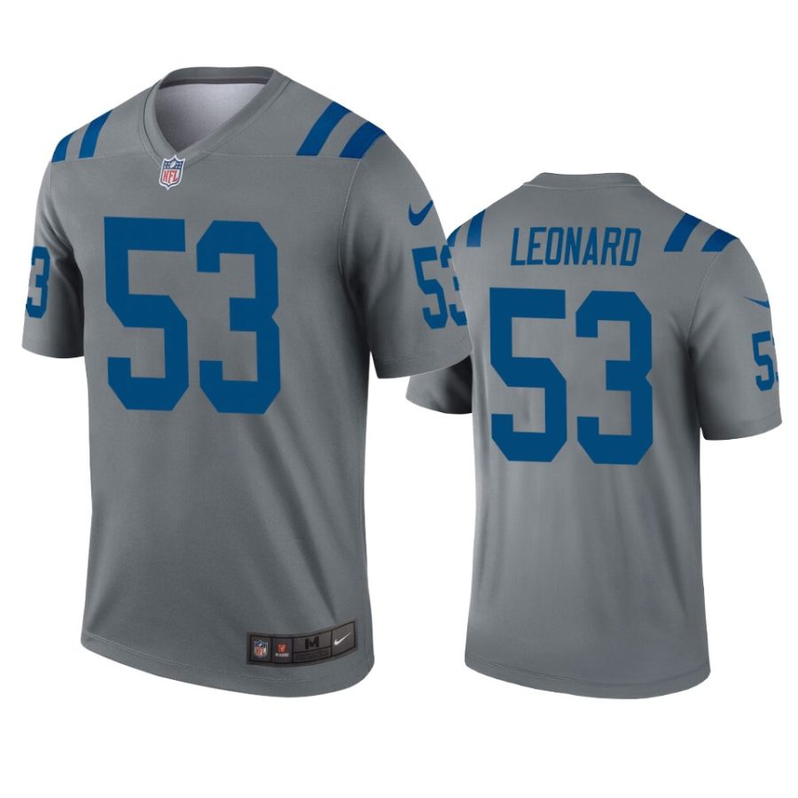 mens colts darius leonard gray inverted legend jersey