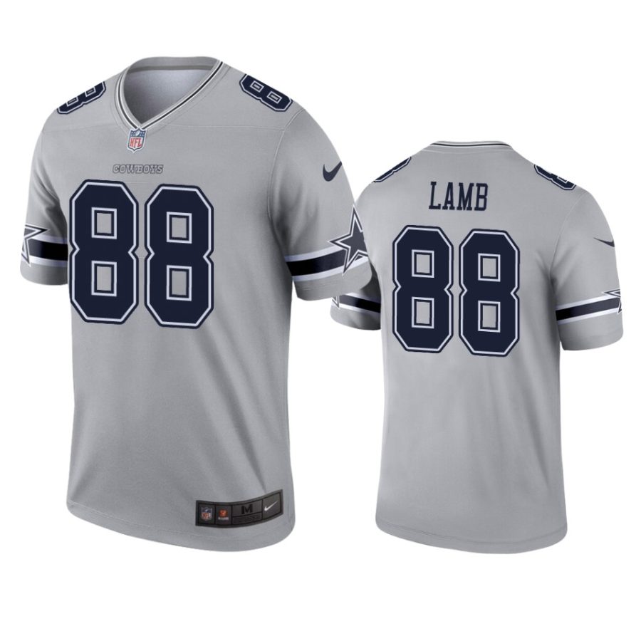 mens cowboys ceedee lamb gray inverted legend jersey