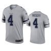 mens cowboys dak prescott gray inverted legend jersey