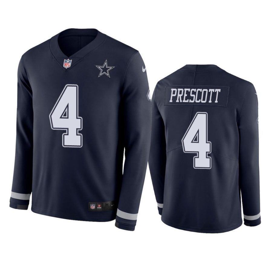 mens cowboys dak prescott navy therma long sleeve jersey