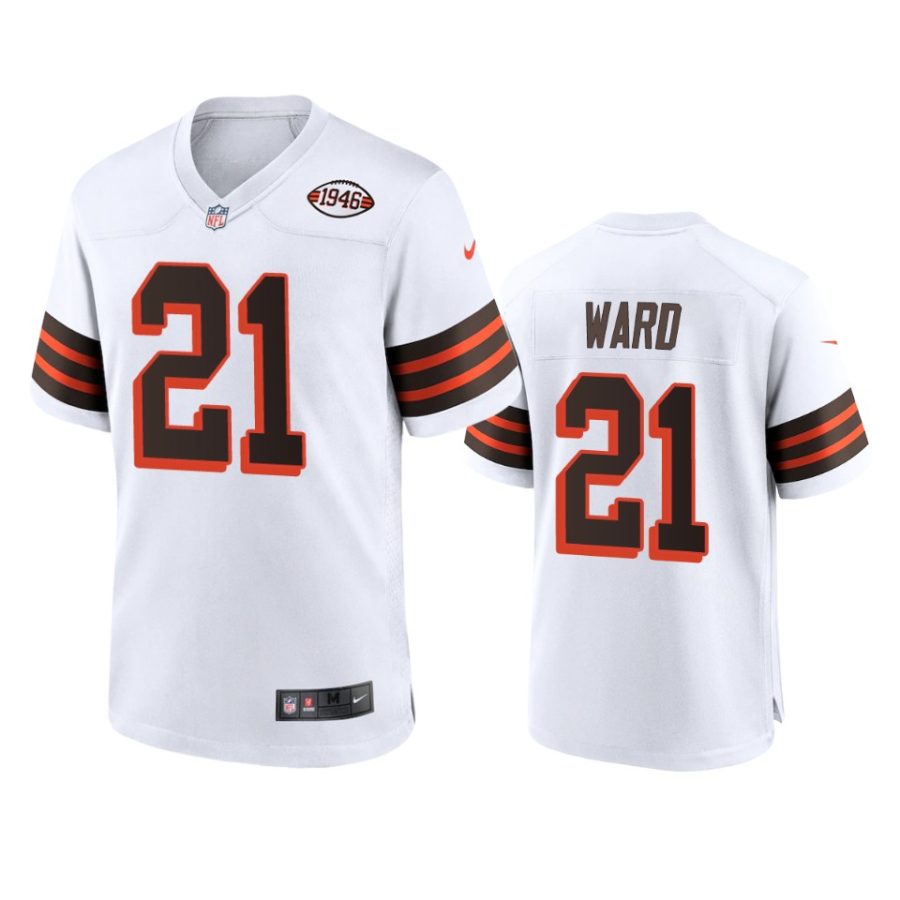 mens denzel ward browns white alternate game 1946 collection jersey