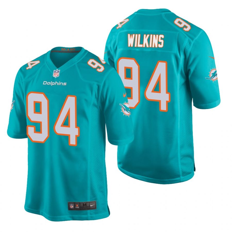 mens dolphins christian wilkins aqua game jersey