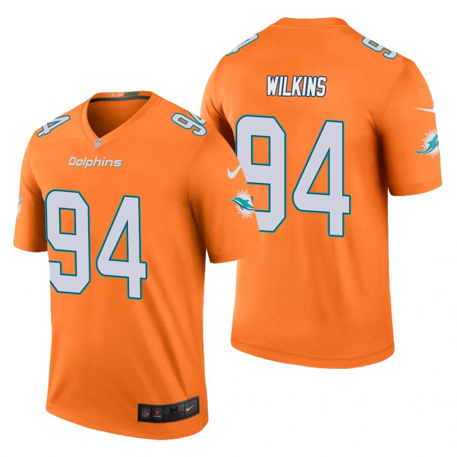 mens dolphins christian wilkins orange color rush legend jersey