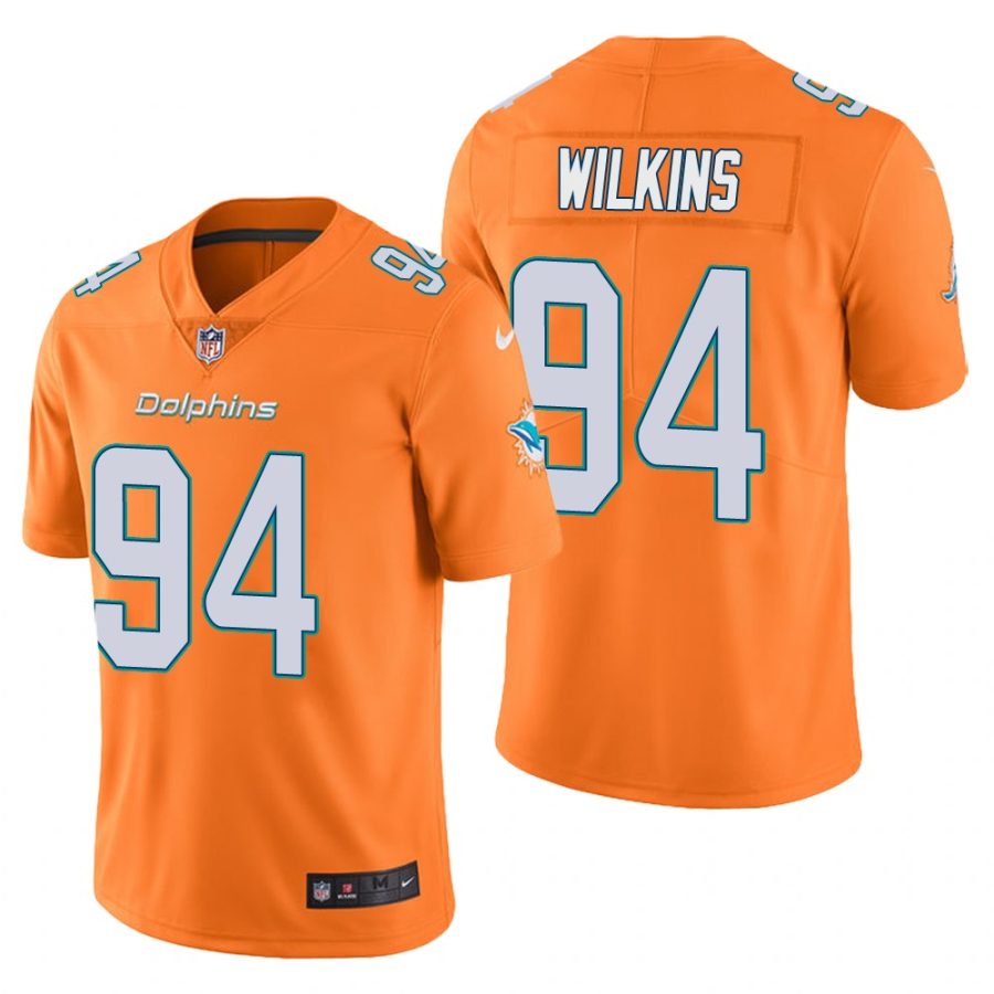 mens dolphins christian wilkins orange color rush limited jersey