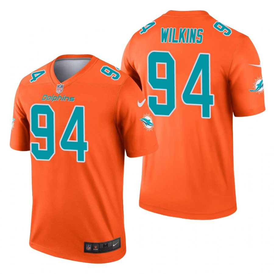 mens dolphins christian wilkins orange inverted legend jersey