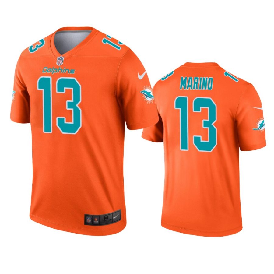 mens dolphins dan marino orange inverted legend jersey