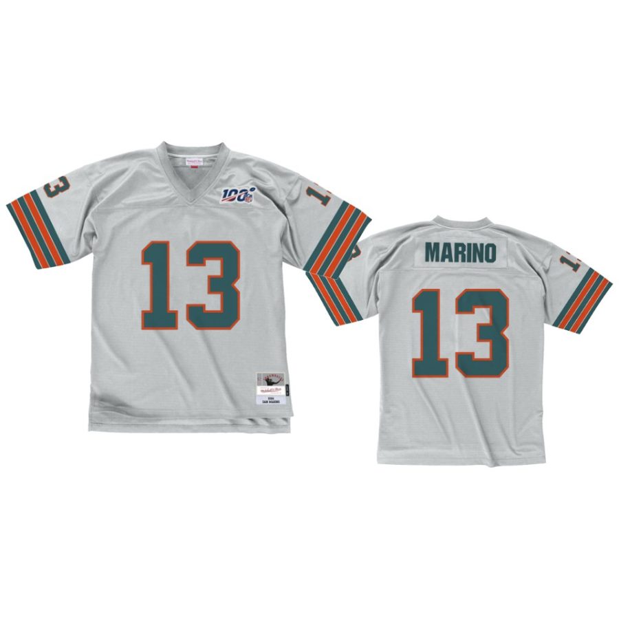 mens dolphins dan marino platinum legacy nfl 100 jersey