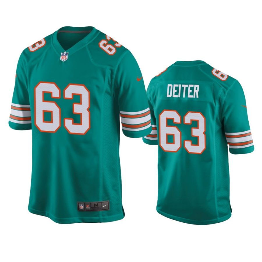 mens dolphins michael deiter aqua throwback jersey