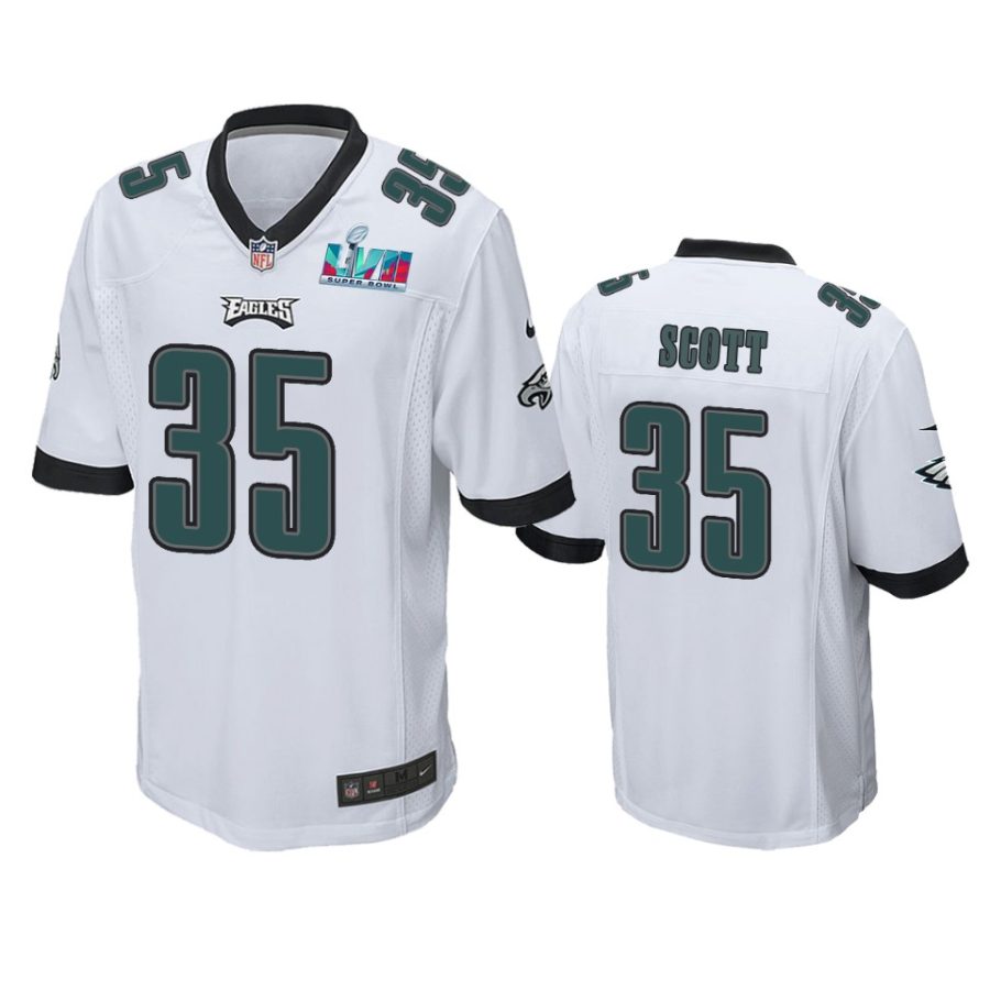 mens eagles boston scott white super bowl lvii game jersey