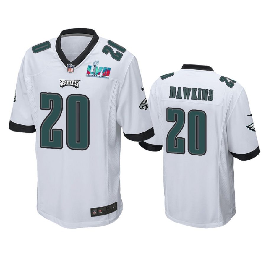 mens eagles brian dawkins white super bowl lvii game jersey