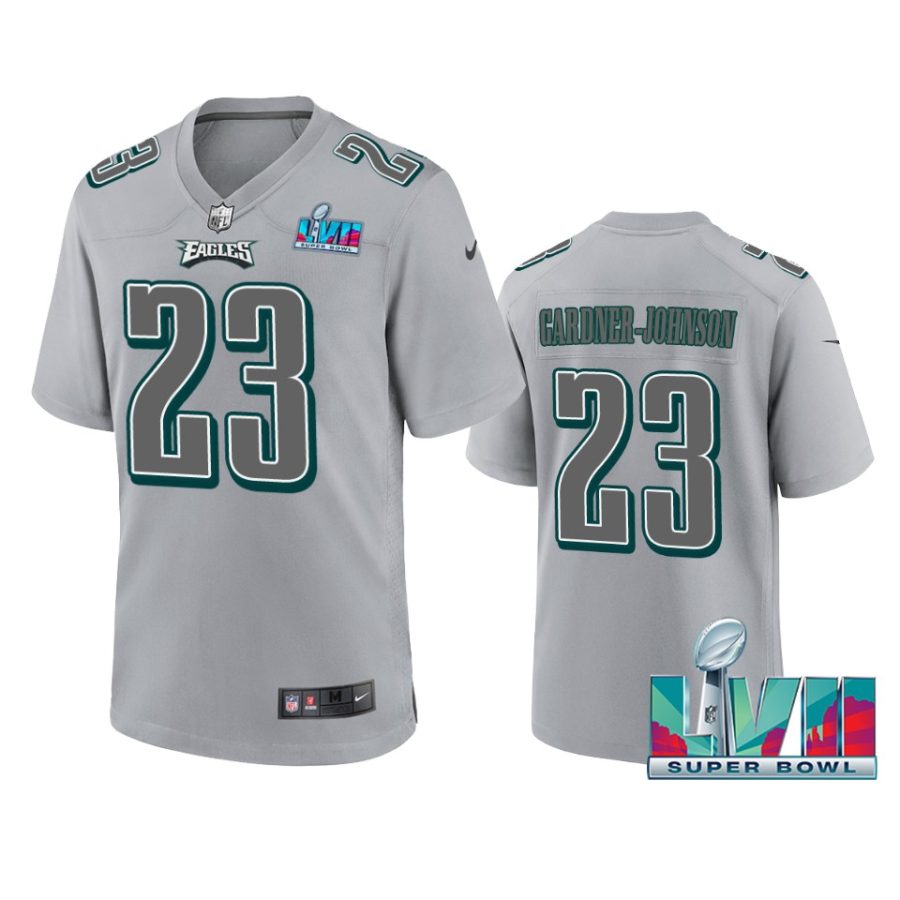 mens eagles c.j. gardner johnson gray super bowl lvii atmosphere jersey