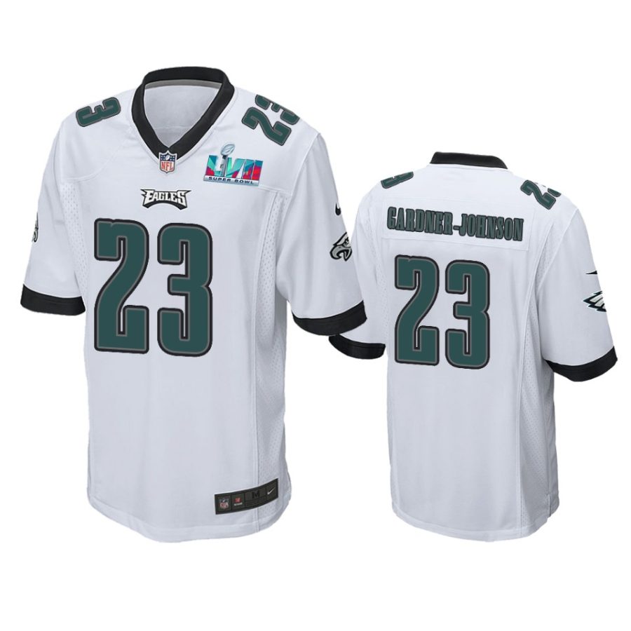 mens eagles c.j. gardner johnson white super bowl lvii game jersey