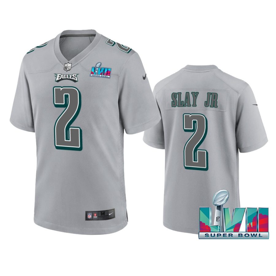 mens eagles darius slay jr gray super bowl lvii atmosphere jersey