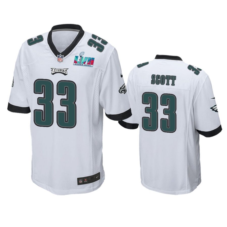 mens eagles josiah scott white super bowl lvii game jersey