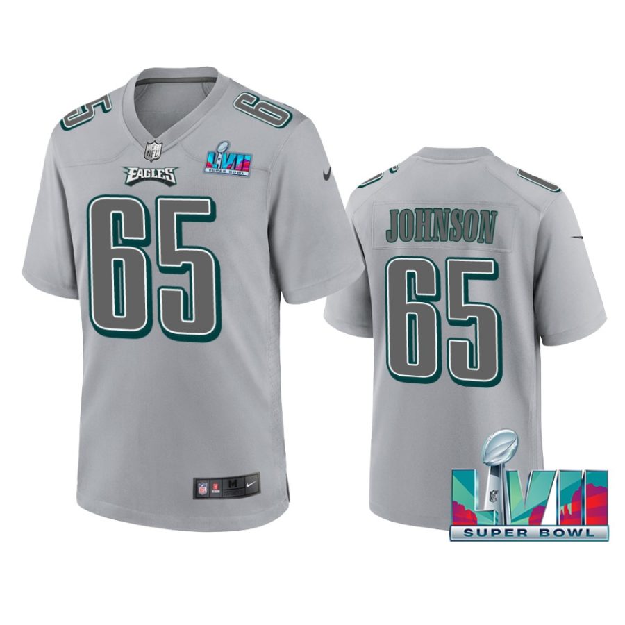 mens eagles lane johnson gray super bowl lvii atmosphere jersey