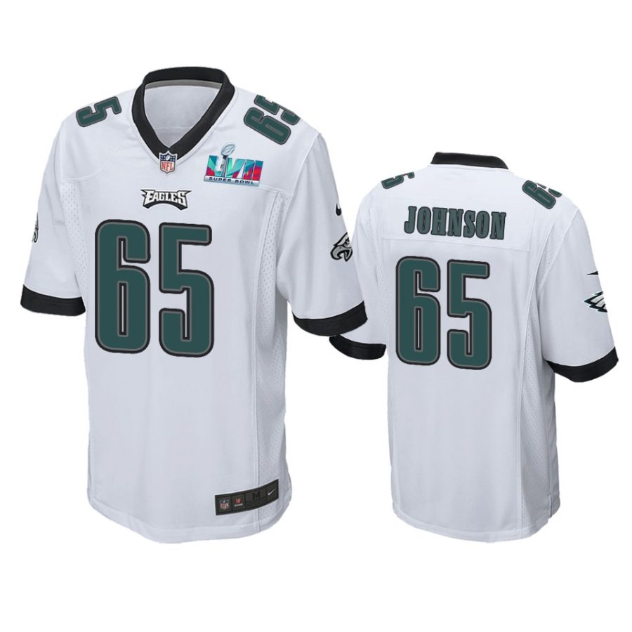 mens eagles lane johnson white super bowl lvii game jersey