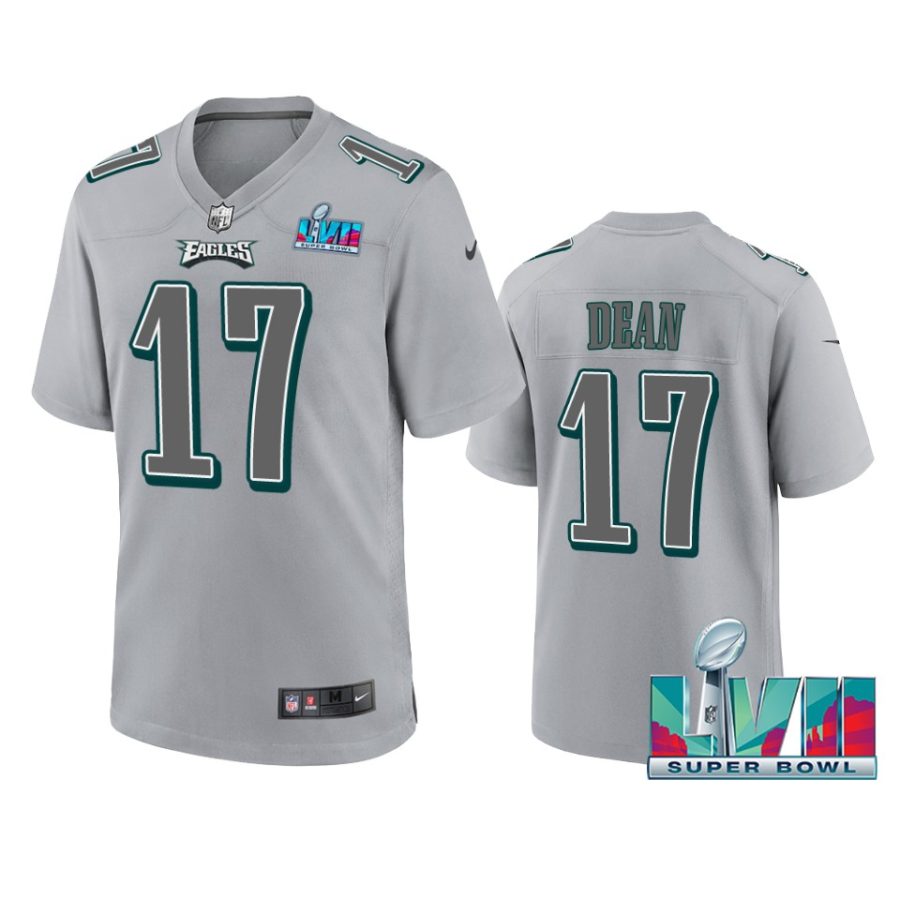 mens eagles nakobe dean gray super bowl lvii atmosphere jersey