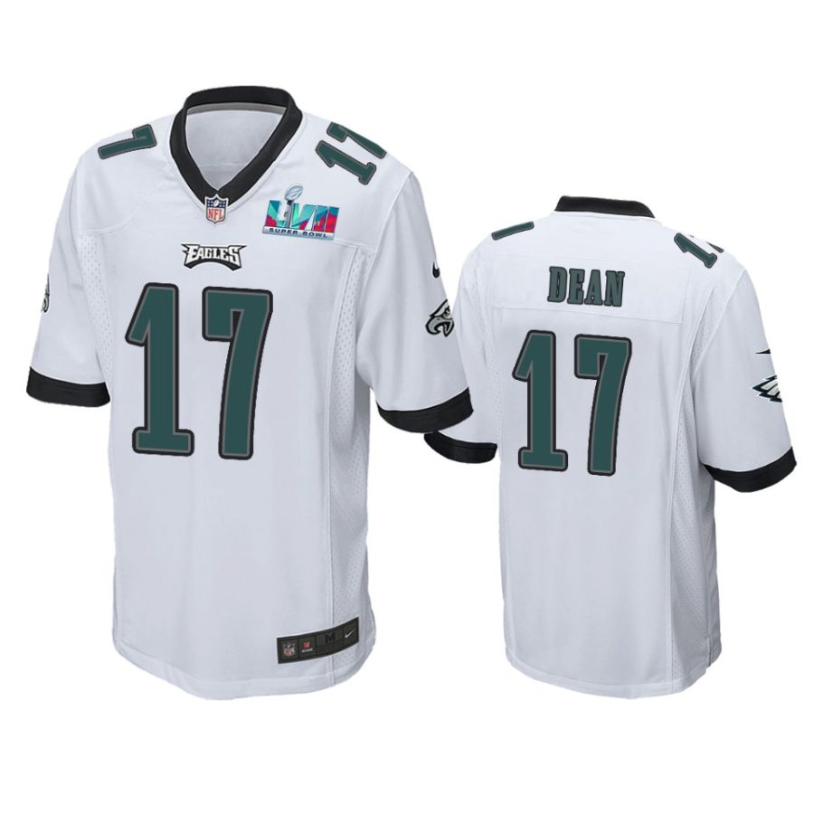 mens eagles nakobe dean white super bowl lvii game jersey