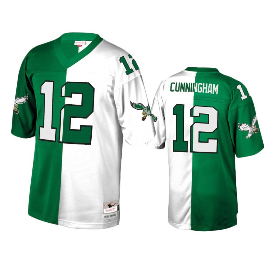 mens eagles randall cunningham green white retired player split jersey