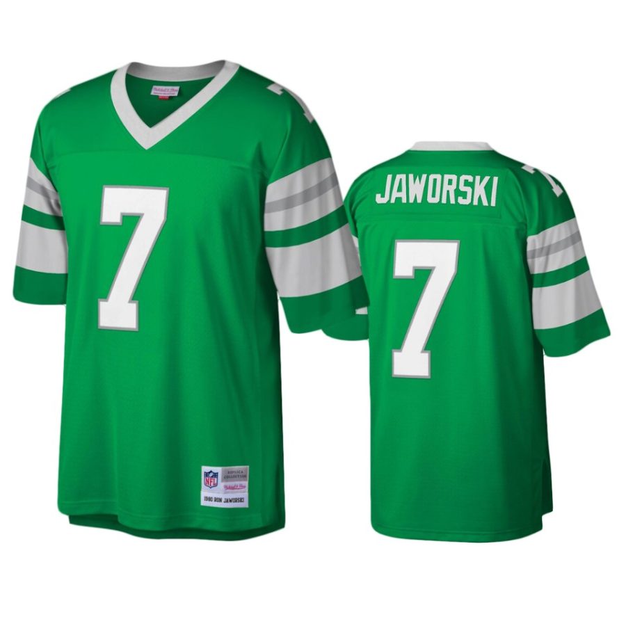 mens eagles ron jaworski kelly green legacy replica jersey