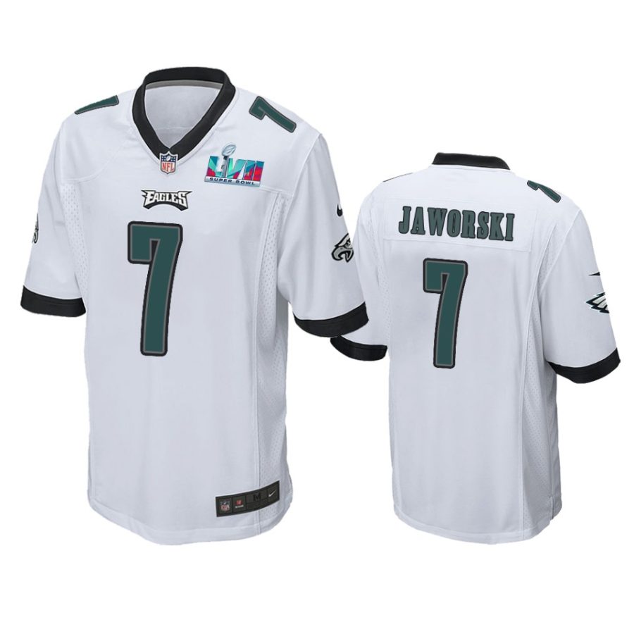 mens eagles ron jaworski white super bowl lvii game jersey