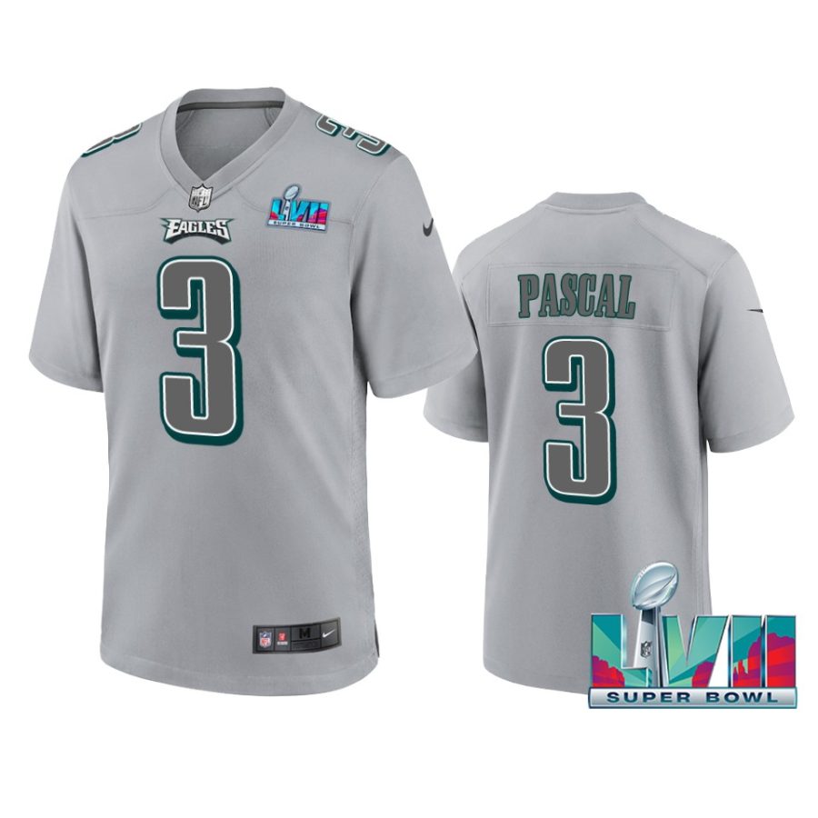 mens eagles zach pascal gray super bowl lvii atmosphere jersey