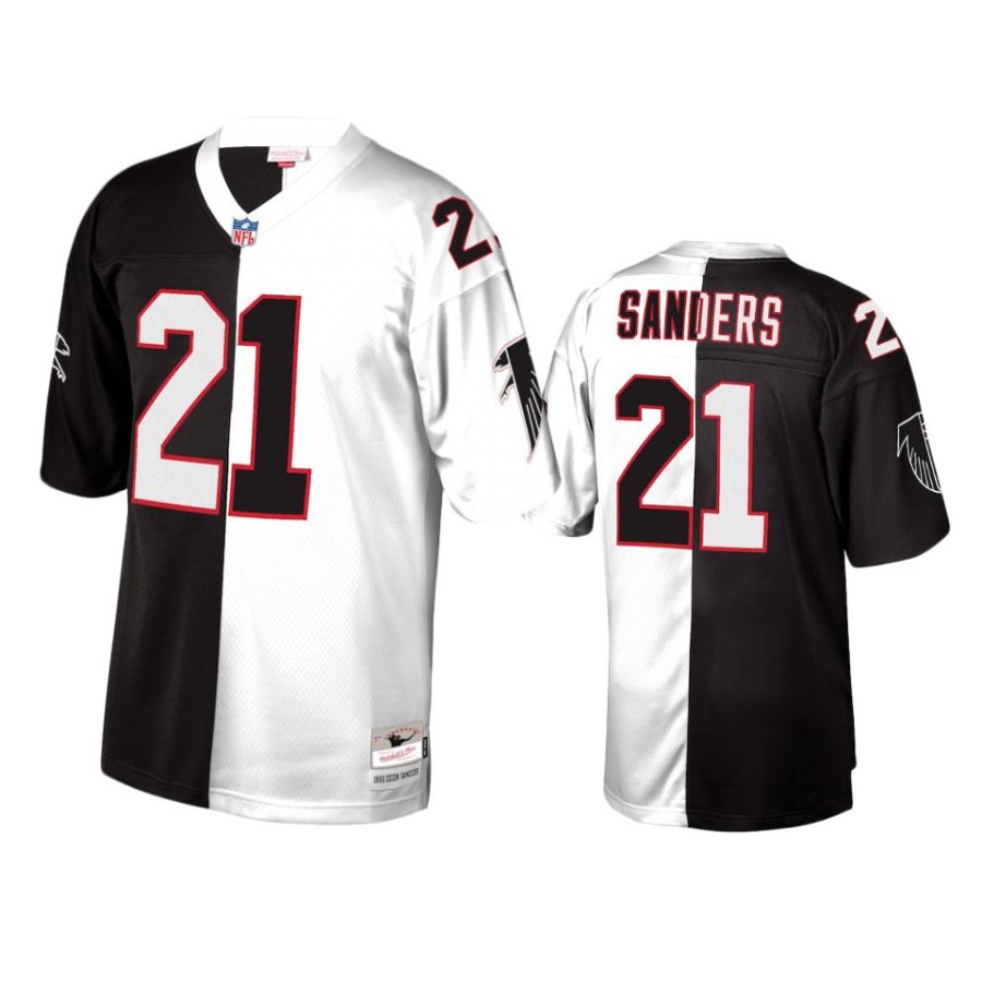 mens falcons deion sanders black white retired player split jersey