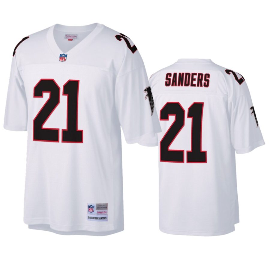 mens falcons deion sanders white 1992 replica jersey