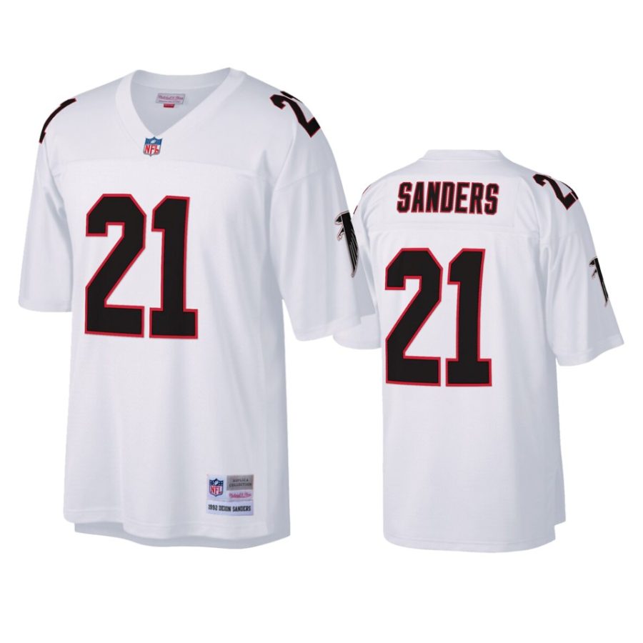 mens falcons deion sanders white legacy replica jersey