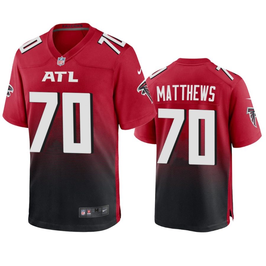 mens falcons jake matthews red 2020 game jersey