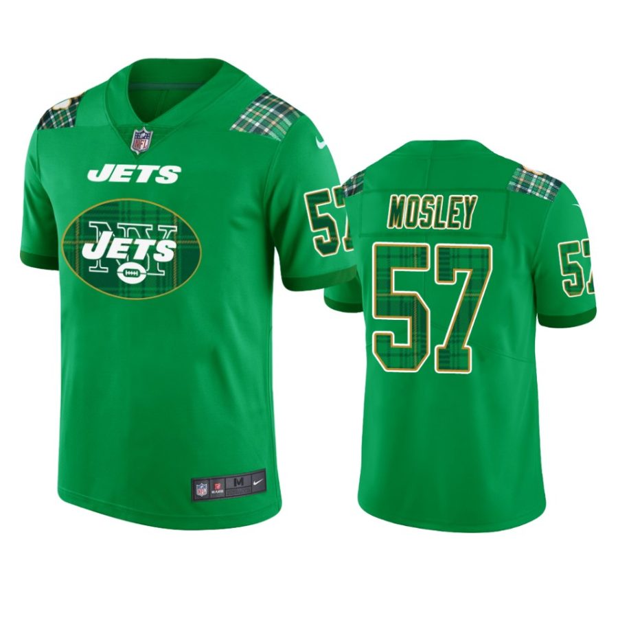 mens jets c.j. mosley kelly green st. patricks day jersey