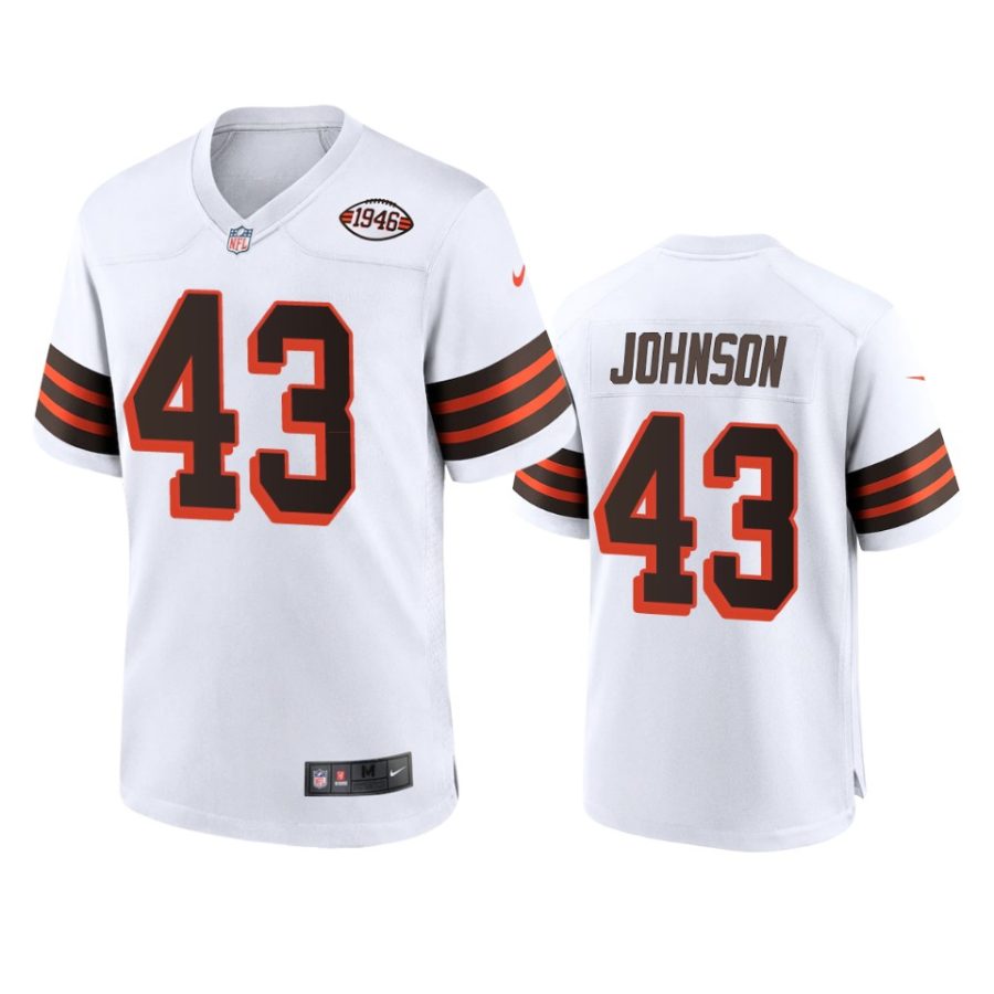 mens john johnson browns white alternate game 1946 collection jersey