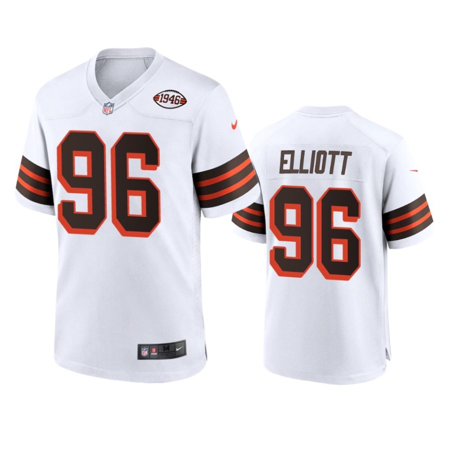 mens jordan elliott browns white alternate game 1946 collection jersey