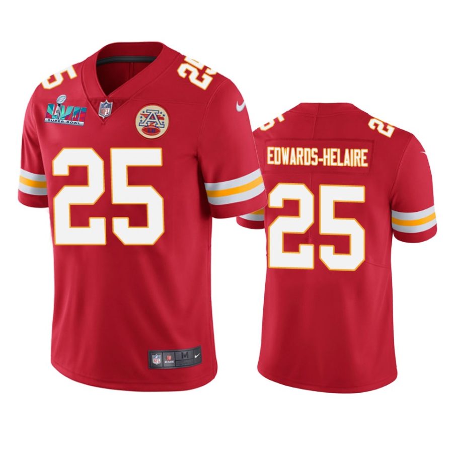 mens kansas city chiefs clyde edwards helaire red super bowl lvii vapor limited jersey