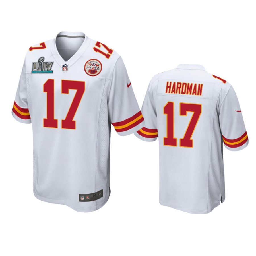 mens kansas city chiefs mecole hardman white super bowl liv game jersey