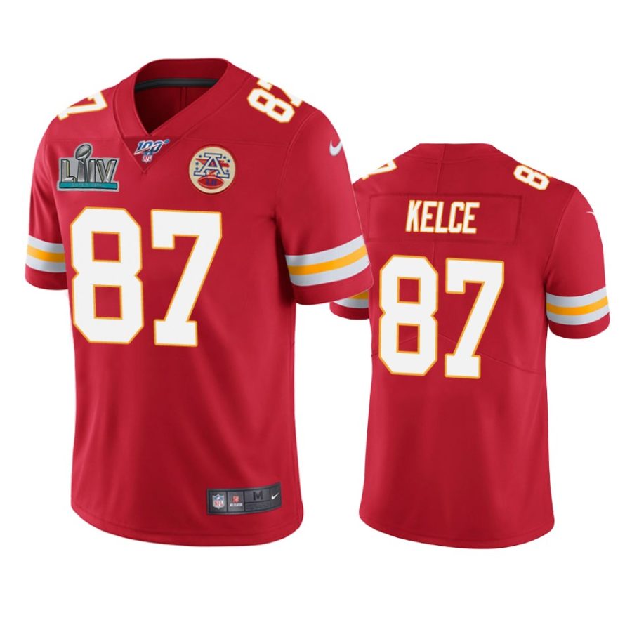 mens kansas city chiefs travis kelce red super bowl liv vapor limited jersey