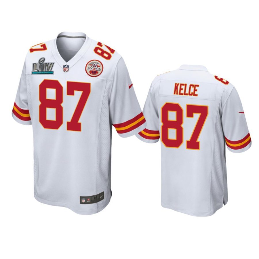 mens kansas city chiefs travis kelce white super bowl liv game jersey