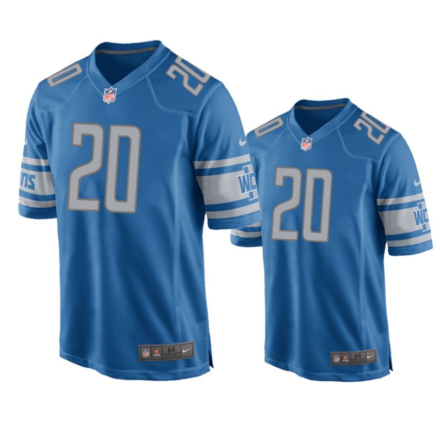 mens lions barry sanders blue game jersey