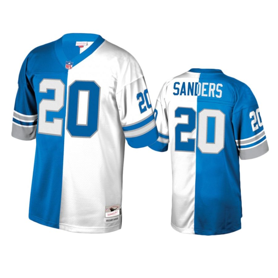 mens lions barry sanders blue white retired player split jersey