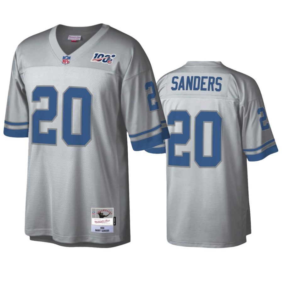 mens lions barry sanders platinum legacy nfl 100 jersey