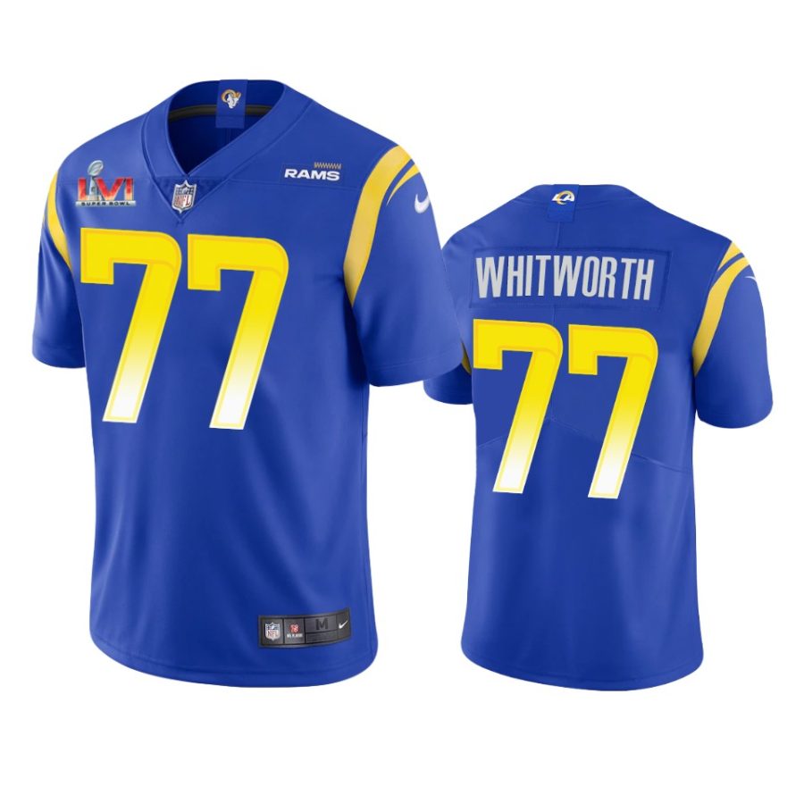 mens los angeles rams andrew whitworth royal super bowl lvi limited jersey