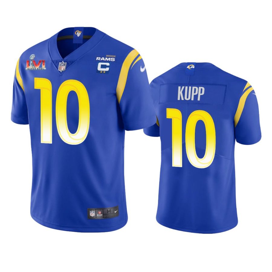 mens los angeles rams cooper kupp royal super bowl lvi captain patch jersey