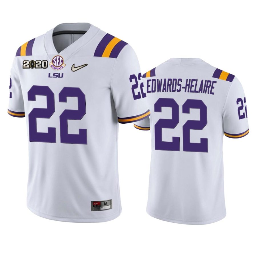 mens lsu tigers clyde edwards helaire white 2020 national championship jersey